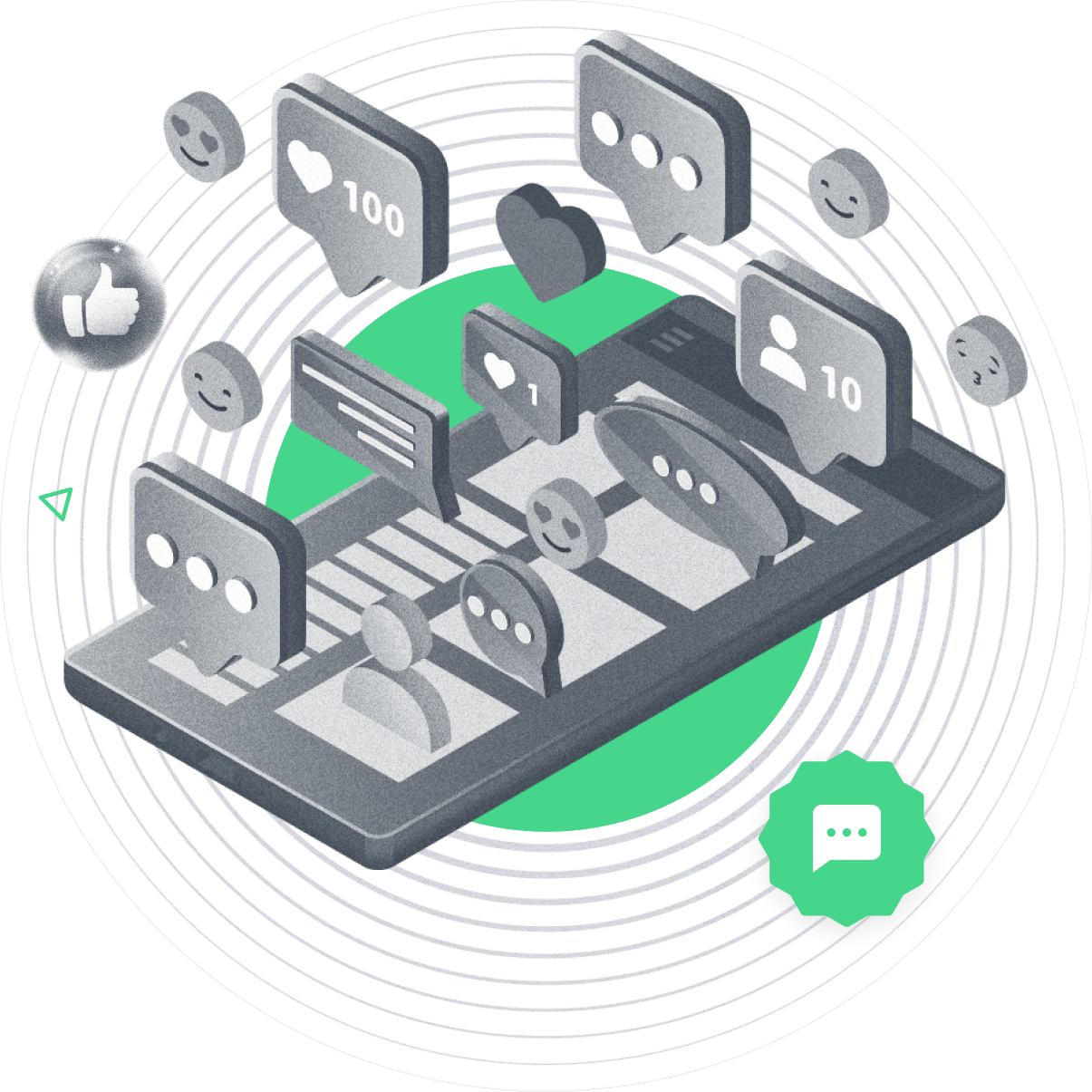 Beambox graphic symbolizes conversations and interactions through SMS on a smartphone.